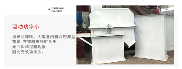 TD型斗式提升機驅(qū)動力小，無回料等特點展示圖。